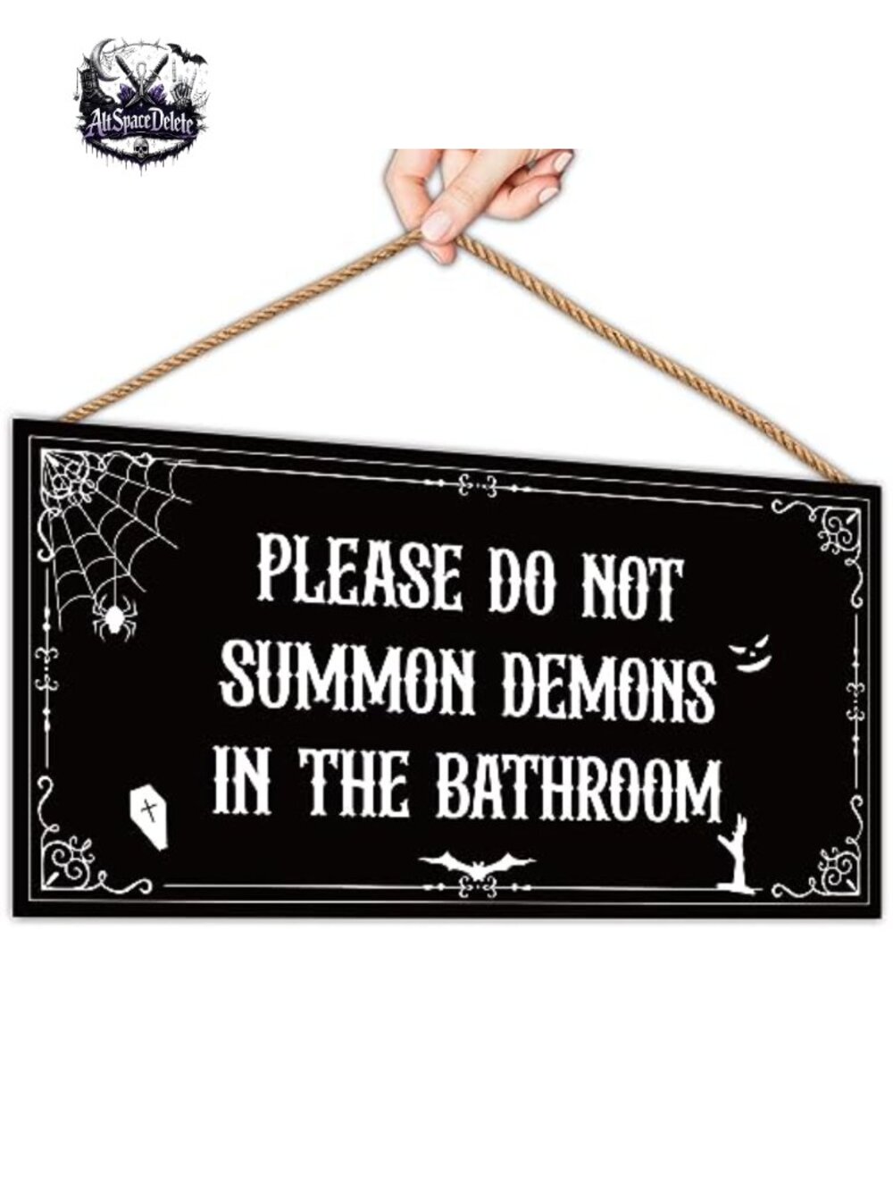 Funny Gothic Bathroom Wooden Sign Wall Decor Farmhouse Halloween